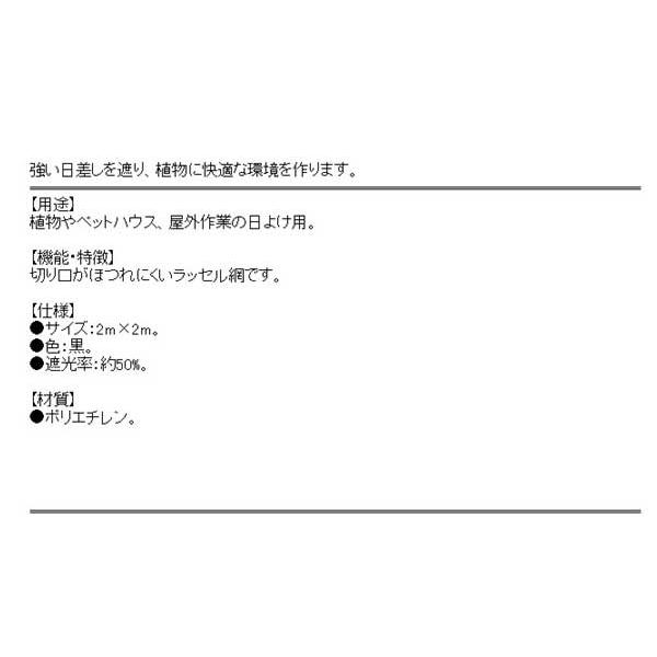 日除けネット 黒 遮光率50% 2x2m