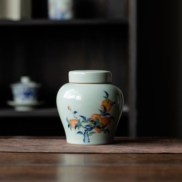 天青汝窯茶葉罐儲存罐密封罐陶瓷半斤裝普洱白茶家用陶瓷罐