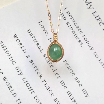 緬甸 A 貨陽綠翡翠項鏈 14KGF 清新緬甸果綠色翡翠吊墜天然石項鏈