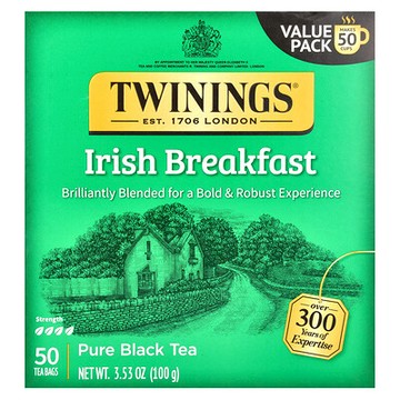 Twinings, 全紅茶，愛爾蘭式早餐，50 茶包，3.53 盎司（100 克）