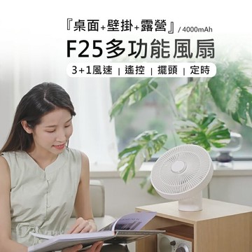 多功能風扇 桌面風扇/壁掛風扇/露營風扇 循環扇 遙控 擺頭 小夜燈 附腳架 停電必備 (4000mAh)  夏日風扇