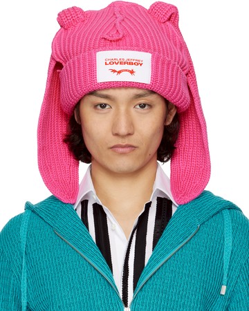 Charles Jeffrey LOVERBOY 粉色 Chunky Rabbit 毛线帽