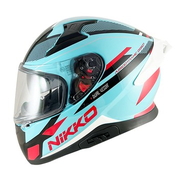 NIKKO 安全帽 N-812 N812 #1進化觸發者 湖藍/白紅 內墨鏡 耳機槽設計 全拆洗 全罩
