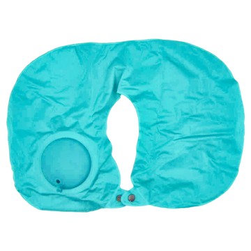 一體設計極輕便攜按壓充氣涼感U型枕組 柔軟透氣無異味 360°環境全方位支撐  孔雀藍  17 x 14 x 1cm