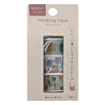 KOKUYO 國譽 Bobbin 紙膠帶3件組 15mm x 3m  多色  1組