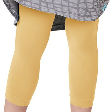 GIAT 吉亞特 超細纖維大彈力兒童七分褲襪 芥末黃  L