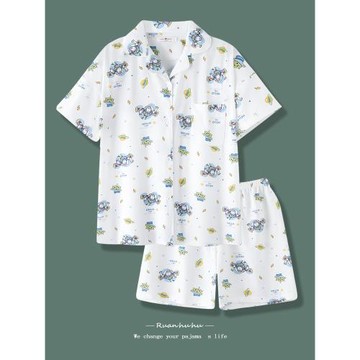 『三眼仔』2025年新款純棉睡衣女夏季新款短袖情侶男士家居服套裝