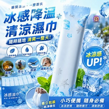 24H 出貨 冰感濕巾降溫濕巾 冰涼濕巾 清涼濕巾 薄荷濕巾 隨身濕巾 除汗濕巾 露營 登山 旅遊擦汗 獨立包裝