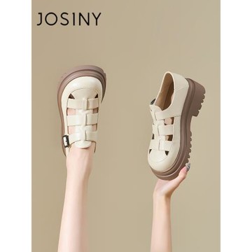 卓詩尼厚底羅馬涼鞋女款2025年夏季新款松糕鞋鏤空包頭外穿豬籠鞋