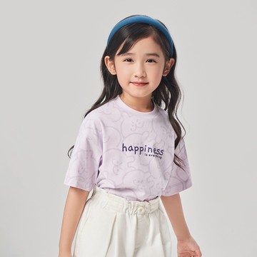 GIORDANO  童裝滿版短袖上衣 Liliuhms聯名系列 - 01 薰衣草霧紫