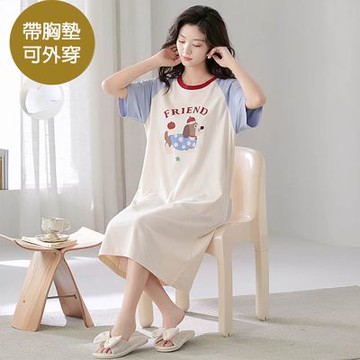 [韓國K.W.]韓國空運無限遐想胸墊居家洋裝裝(胸墊睡衣/bratop/居家服/家居服/睡衣/睡裙/涼感睡衣)x26362