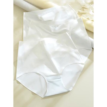白色冰絲內褲女大碼無痕高腰200斤一片式胖mm絲滑夏季薄款過肚臍