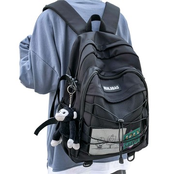 elsso 學生休閒輕便生活防水後背包  黑色  均碼(32 x 42 x 13 cm)