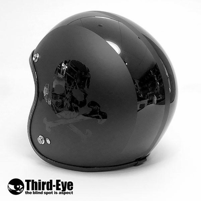 限定 バイク ヘルメット スモールジェット CBスカル BLACK-BLACK
