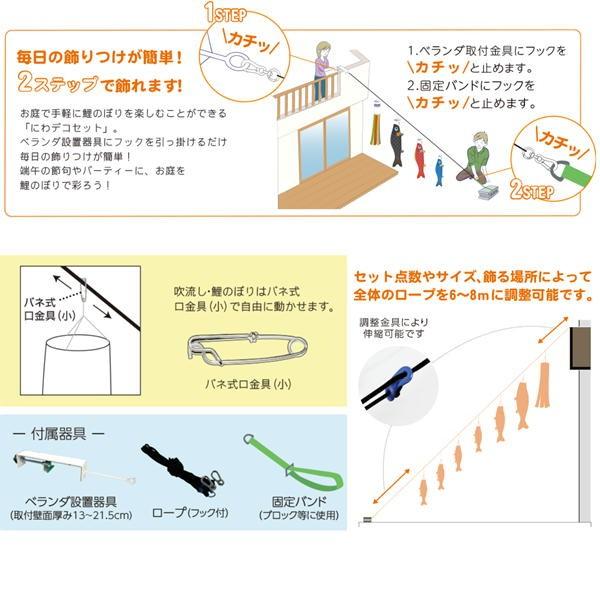 徳永鯉のぼり にわデコセット 庭園用 ちりめん京錦1.2m6点 410-163