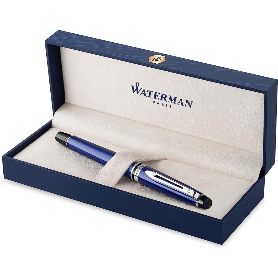 Waterman Expert Rollerball Pen  Blue with Chrome Trim  Fine Point with Black Refill  Gift Box　並行輸入品