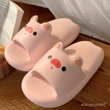 🔥桃園出貨🔥【1775人收藏】少女心卡通粉色小豬女夏厚底防滑防臭涼拖鞋時尚休閒居家拖鞋女踩屎感拖鞋