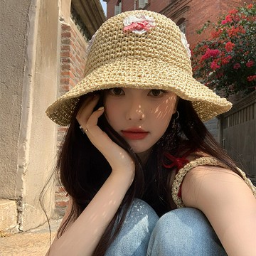 蕾絲愛心草帽女夏季透氣遮陽防曬沙灘帽小清新顯臉小海邊度假帽子