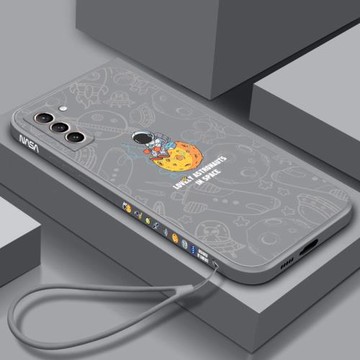 適用三星s21手機殼新款s21+液態硅膠手機套s21ultra新款全包防摔潮牌男女新款側邊圖案創意高級感宇航員