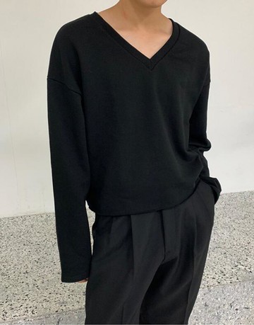 FINDSENSE X  純色寬松休閑小短款v領衛衣 男女同款上衣