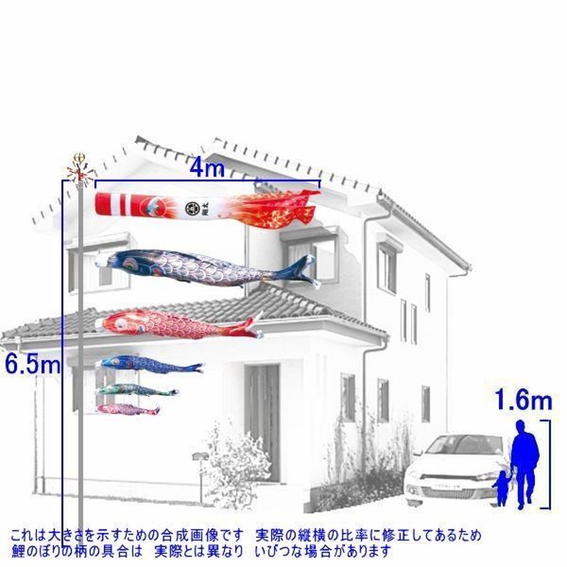 鯉のぼり 徳永鯉 3774 ガーデンセット 真・太陽 4m5匹 日の出鶴吹流し