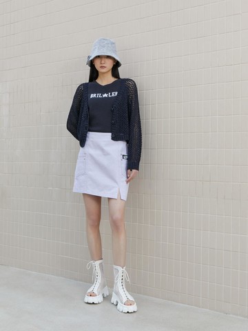 Hemline Diagonal Out-Pocket Denim Skirt (ER2DS560)