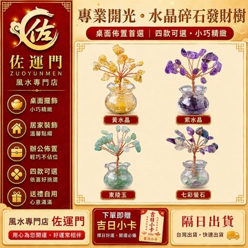 現貨 隔日出貨 開光 水晶碎石發財樹 迷你水晶樹 水晶樹擺件 黃水晶 紫水晶 東陵玉 七彩螢石 居家裝飾 辦公桌擺件