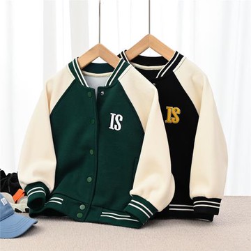 學院風 兒童珠地棉棒球服 男女童長袖開衫外套 中大童 春秋款童裝