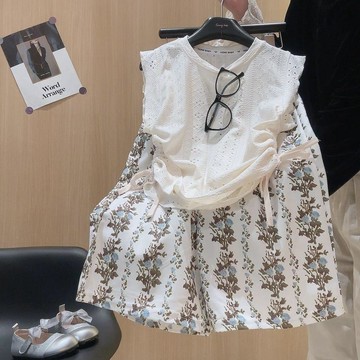 臺灣出貨🎊新款韓版女童背心套裝夏裝2026洋氣碎花薄款夏季兩件套兒童大減價🎁