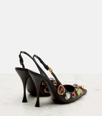 Dolce & Gabbana DG embellished leather slingback pumps