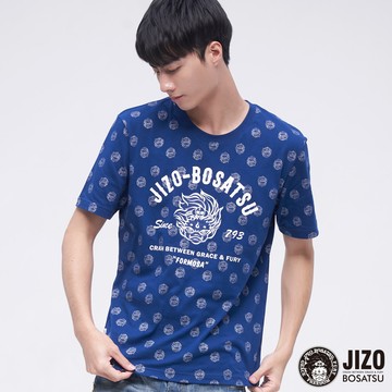 【㊙年貨獨家價】滿版蔥印短TEE(藍) - BLUE WAY 地藏小王