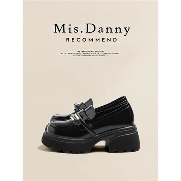 與愛私奔樂福鞋女2025新款秋季黑色松糕單鞋厚底粗跟英倫風小皮鞋