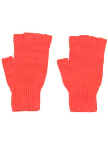Pringle of Scotland - ribbed fingerless gloves - unisex - Cashmere - One Size - Orange