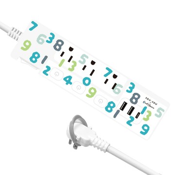 氮化鎵GaN快充延長線 【SOU•SOU】PD37W 按壓式 四開三插+USB延長用電源線/延長線1.8M/6尺