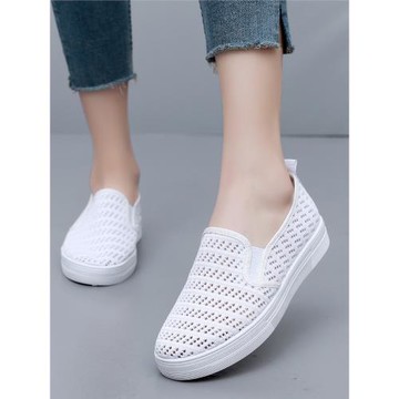 網鞋女透氣網面夏一腳蹬鏤空時尚套腳小白鞋透氣夏季女款白色鞋子