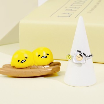 Gudetama經典系列-蛋黃哥溏心荷包蛋晶鑽純銀戒指