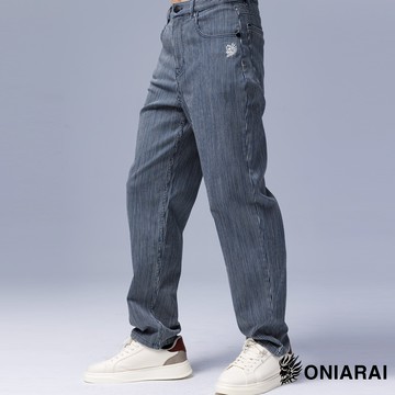 【新品年貨㊣獨家價▿】757 American Casual 美式復古條紋高腰直筒褲 - BLUE WAY 鬼洗い