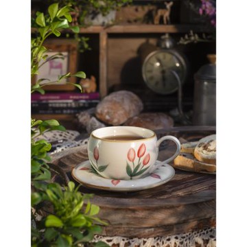 復古手繪咖啡杯日式陶瓷杯日系設計感小眾高級感高顏值手作蛋形杯