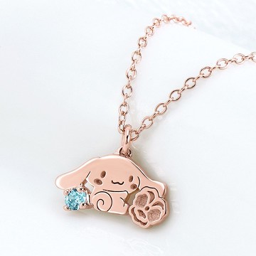 【客製化禮物】喜拿誕生花系列-大耳狗誕生石純銀項鍊-3月三色堇