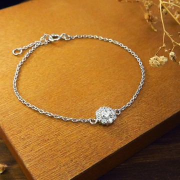 ART64 純銀 藤花桂冠 925純銀手鍊 花朵 (白K金色款) 女生手鍊