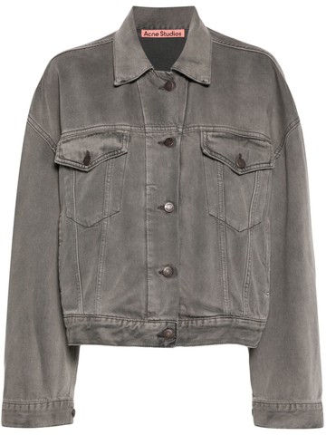 Acne Studios - cropped denim jacket - women - Cotton/Lyocell - 34 - Grey