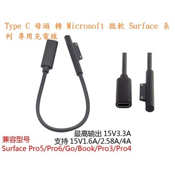 【微軟PD充電線】Type C 母頭 轉 微軟 Surface專用充電線Pro 3/4/5/6/7/Go Laptop