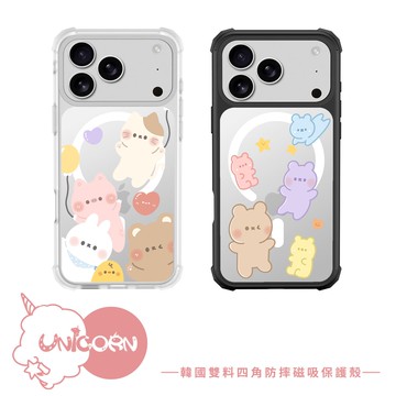 【RORO x Unicorn聯名限量】韓國雙料四角防摔磁吸保護殼 iPhone Samsung 手機殼 防摔殼 透明殼 MagSafe 磁吸殼 i17Pro i17 i17ProMax i17Air i16Pro i16 S25