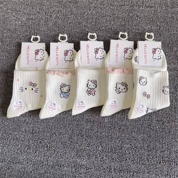 臺灣出貨💥學生純棉襪子女款秋冬季中筒防臭透氣可愛卡通日系中長襪白色ins