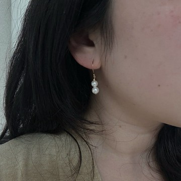日常百搭 淡水珍珠耳環 小雪人設計 耳勾/耳夾可選 14KGF