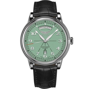 AVIATOR 飛行員 DOUGLAS DAY-DATE 41 機械錶 男錶 手錶 綠色-V.3.44.0.403.4