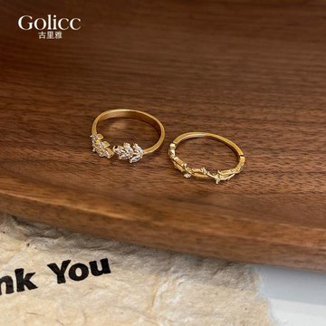 鋯石樹葉戒指女ins潮時尚個性輕奢小眾精致設計感開口食指戒新款