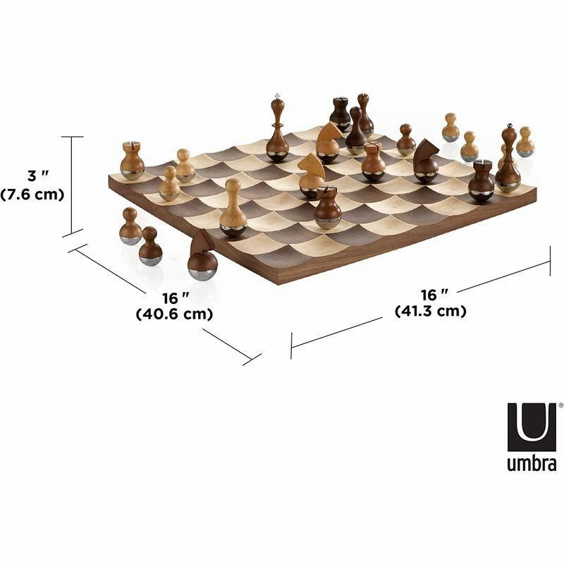 品質満点 umbra チェスセット 木製 チェス盤 ボードゲーム 卓上ゲーム おもちゃ パーティ おきあがりこぼし 海外 インテリア おしゃれ ユニー  通販