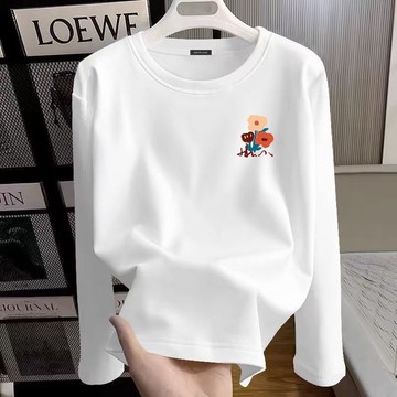 衣時尚 上衣 長袖T卹 印花上衣 打底衫 T恤衫 基本款 中大尺碼 M-3XL新款圓領寬鬆寬鬆上衣-5699.