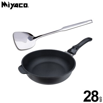 米雅可 遠紅外線陶瓷不沾深型平底鍋28cm(無蓋)MY-B01P280贈316不鏽鋼煎匙MY-J100010